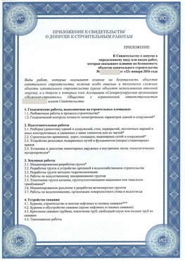 Приложение к свидетельству о допуске к строительным работам Дальнереченск СРО в строительстве
